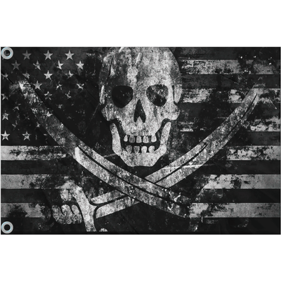 Fest Flags Custom ATV Flags 12 X 18 Inch Rectangle / Double Sided American Tattered Skull - Whip Flag - (Ready to Ship)