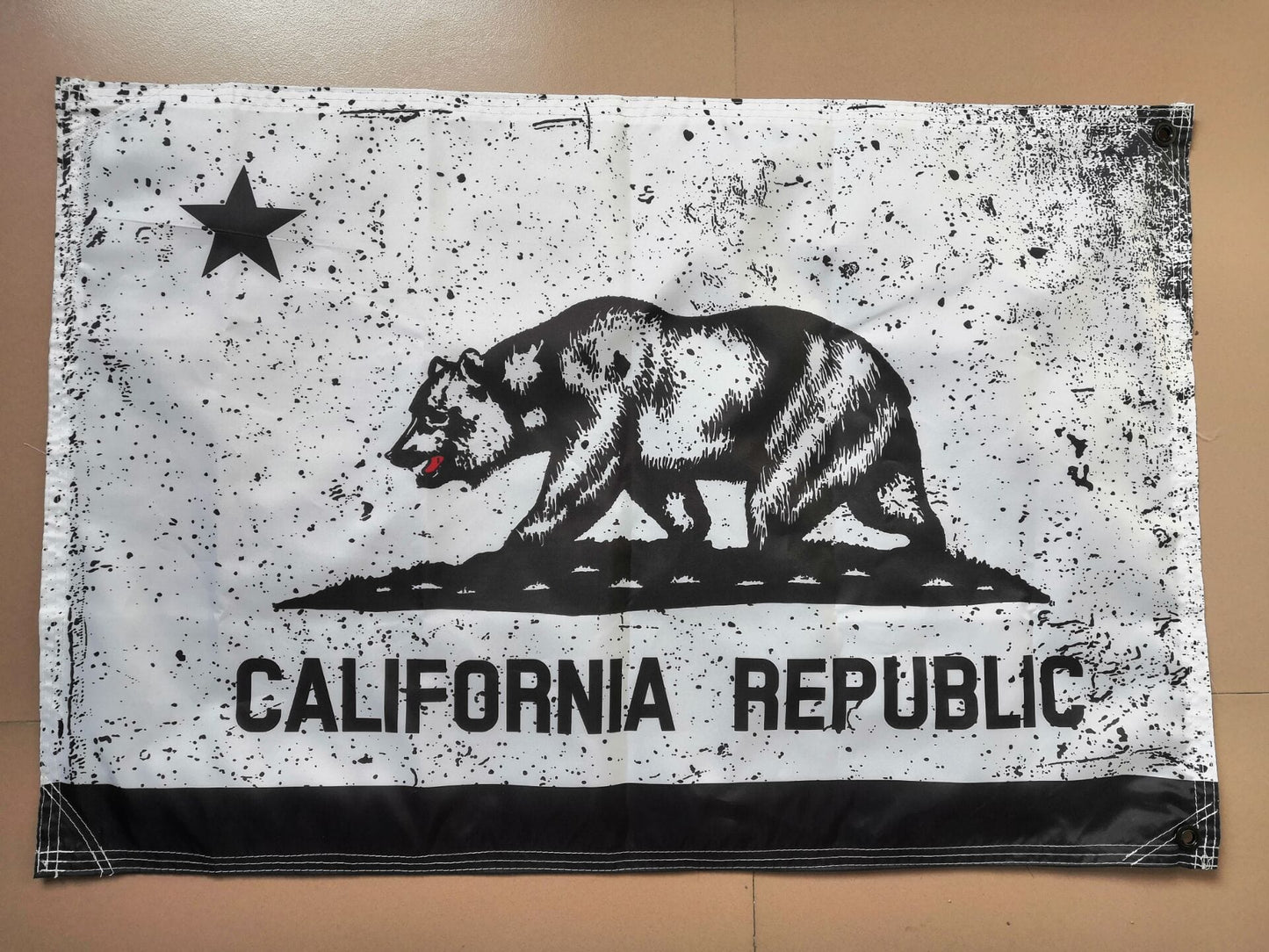 Fest Flags Custom ATV Flags California State Flag (White | Black | Tattered)