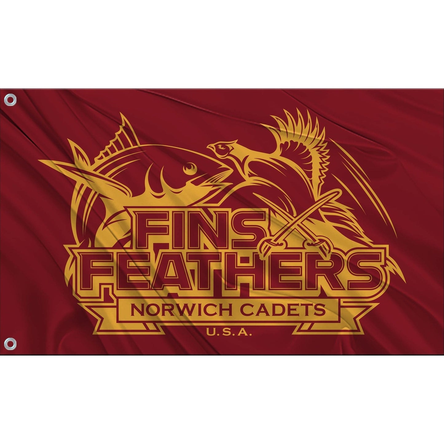 Fest Flags Custom Flags 3 X 5 Feet / Single Sided Norwich University Fins and Feathers Flag