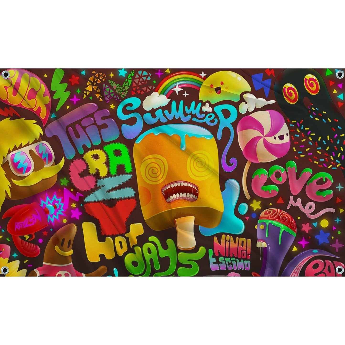 festflags Trippy 1 X 2 / Single Sided Psychedelic Summer