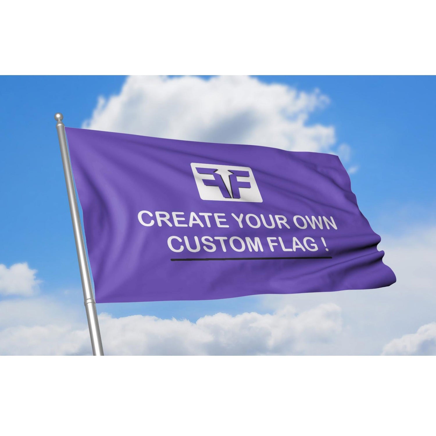 Create your own custom flag against blue sky background