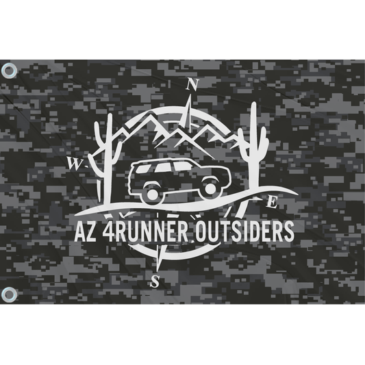 Fest Flags Custom ATV Flags 12 X 18 Inch Rectangle / Double Sided AZ 4 Runners Club Flag | Black Grey Camo + White Logo