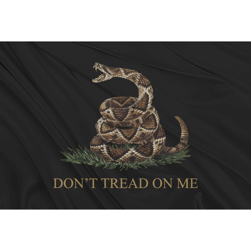 Fest Flags Custom ATV Flags 12 X 18 Inch Rectangle / Double Sided Gadsden | Don't Tread On Me - Black Flag HD (Ready to Ship)