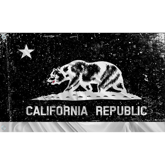 Fest Flags Custom ATV Flags 12 X 18 Inch Rectangle / Single Sided California State Flag (Black | White | Tattered)