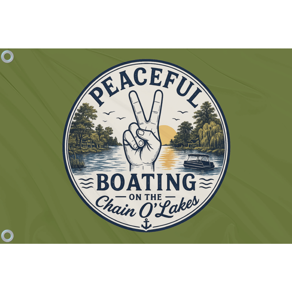 Fest Flags Custom ATV Flags 18 X 28 Inches / Double Sided Peace On The Chain Flag - (Ready to Ship)