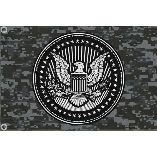Fest Flags Custom ATV Flags 6 X 9 Inch Rectangle / Single Sided American Eagle Medallion | Black Grey Camo