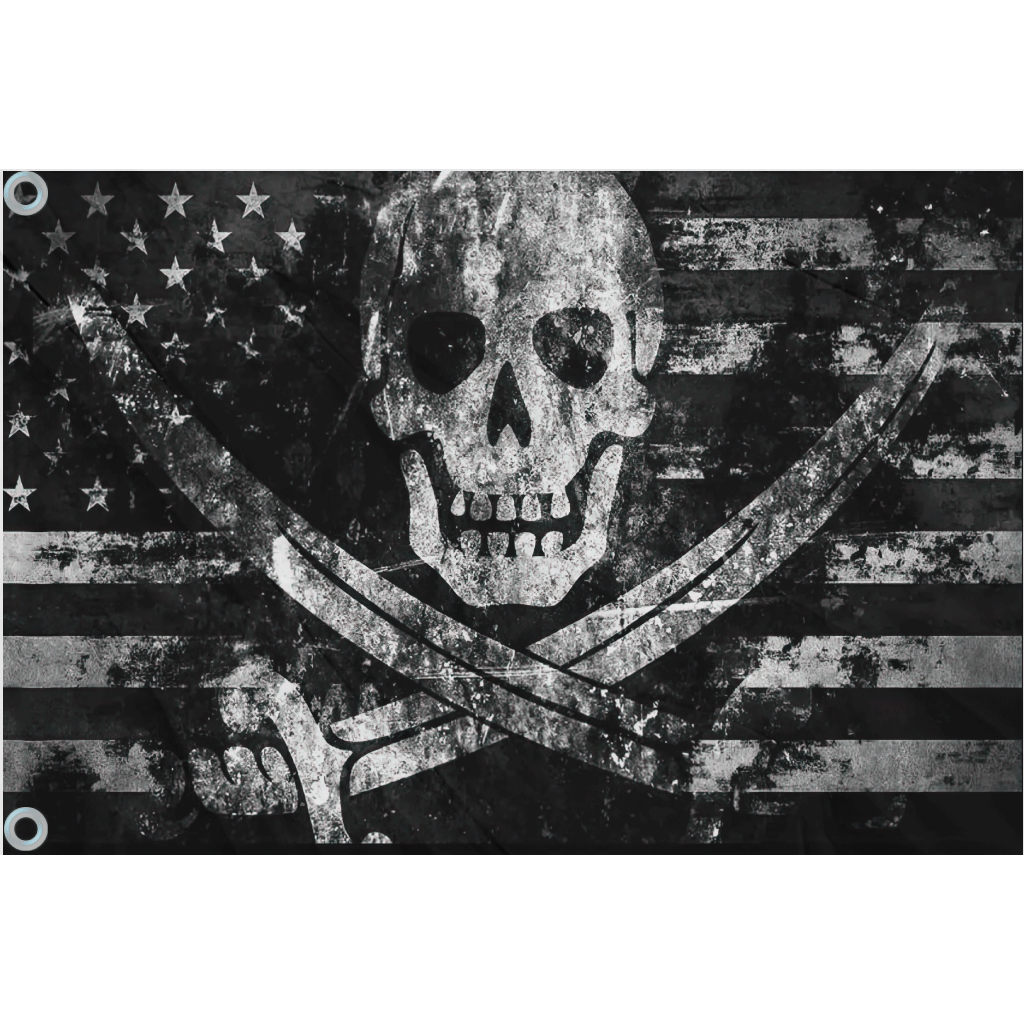 Fest Flags Custom ATV Flags 6 X 9 Inch Rectangle / Single Sided American Tattered Skull Flag