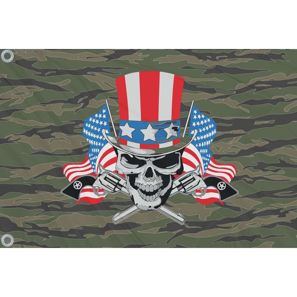Fest Flags Custom ATV Flags 6 X 9 Inch Rectangle / Single Sided Patriot Skull Flag | Classic Camo
