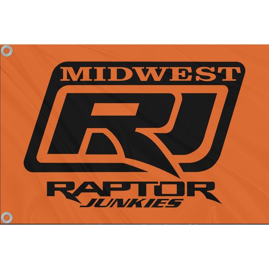 Fest Flags Custom ATV Flags 9 X 14 inch / Double Sided Midwest Raptor Junkies Dune Safety Flag - (Logo with Text)