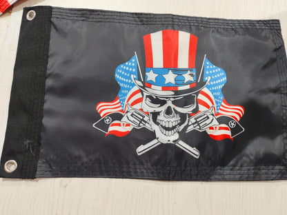 Fest Flags Custom ATV Flags Patriotic Skull Whip Flag