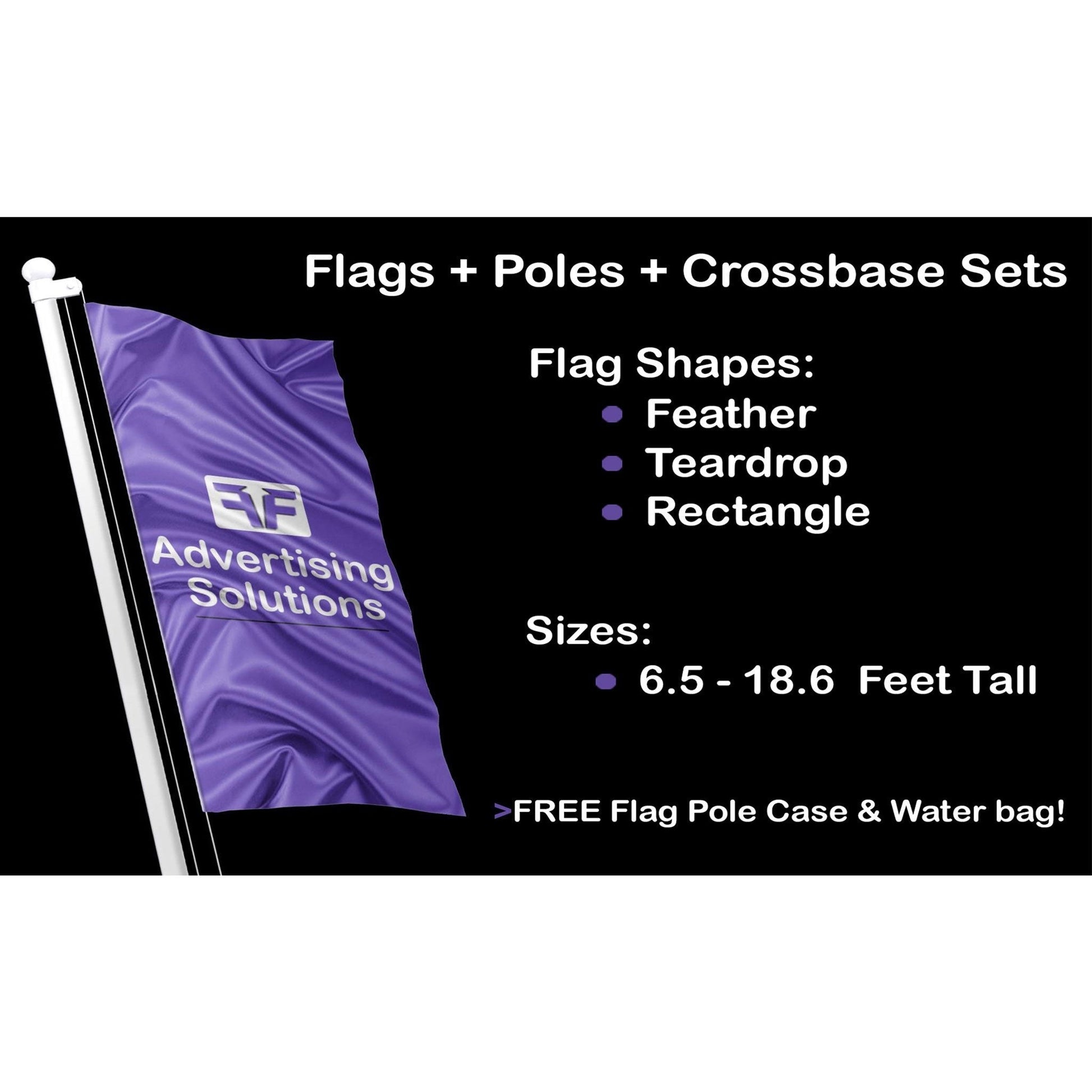 Fest Flags Custom Teardrop/Feather Flags Custom Teardrop | Feather | Blade | Shark-fin Flags with Base & Pole Sets