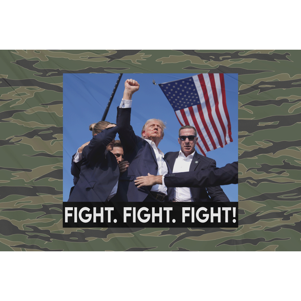 Fest Flags Political Flags 6 X 9 Inch Rectangle / Single Sided Trump Defiance Fight Flag - Camo