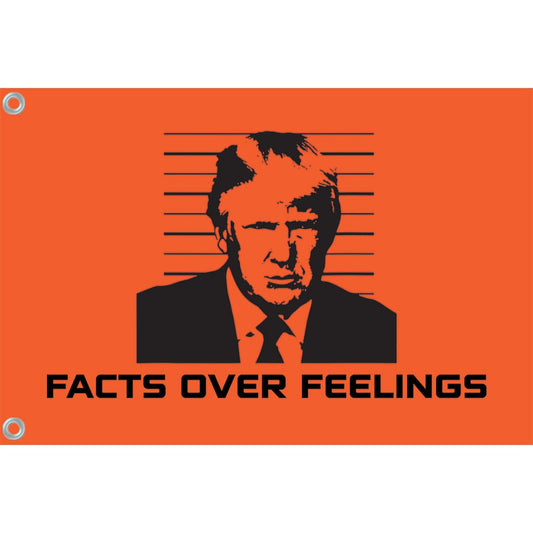Fest Flags Political Flags 6 X 9 Inch Rectangle / Single Sided Trump Flag | Facts Over Feelings - Orange