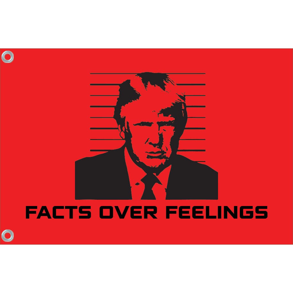 Fest Flags Political Flags 6 X 9 Inch Rectangle / Single Sided Trump Flag | Facts Over Feelings - Red