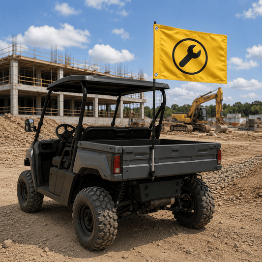 Fest Flags Site Vehicle Flags Custom Logo Flags for Job Site & Facility Vehicles — Construction, Data Center & Warehouse