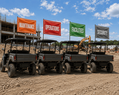 Fest Flags Site Vehicle Flags Department Flags for Maintenance, Security & Operations Carts — Color-Coded Vehicle Flags