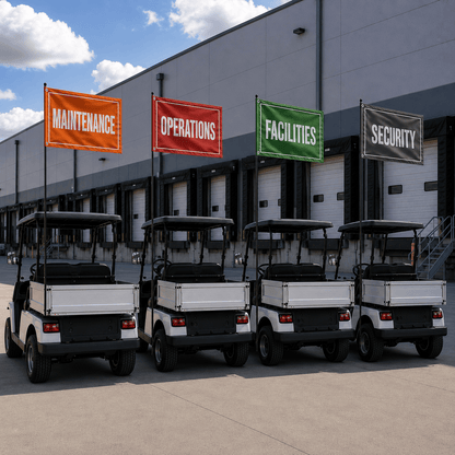 Fest Flags Site Vehicle Flags Department Flags for Maintenance, Security & Operations Carts — Color-Coded Vehicle Flags