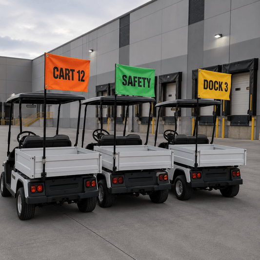 Fest Flags Site Vehicle Flags High Visibility Safety Flags — Orange, Lime & Yellow Whip Flags for Work Zones & Job Sites