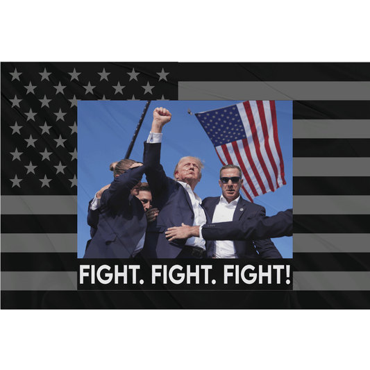 Trump Defiance Fight Flag - Black Grey USA