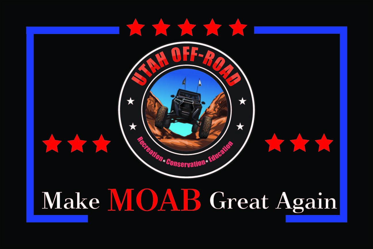 festflags Custom ATV Flags 12 X 18 Inch Rectangle / Single Sided Utah Off Road Flag - Make Moab Great Again - Black