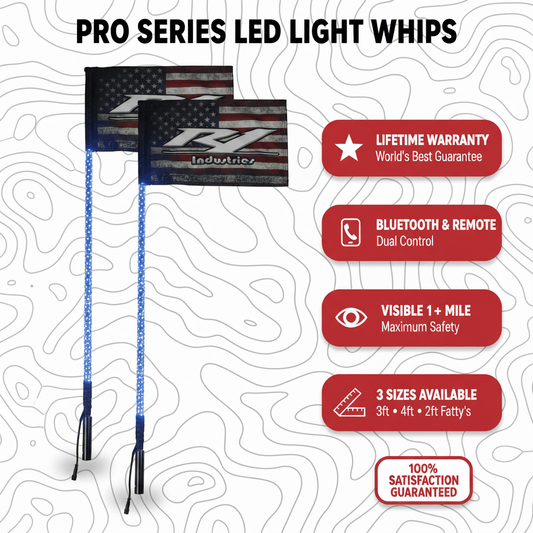 R1 Industries LED Whips Pro Series LED Light Whips – World's Best Lifetime Warranty | 2ft Fatty, 3ft & 4ft | Pair