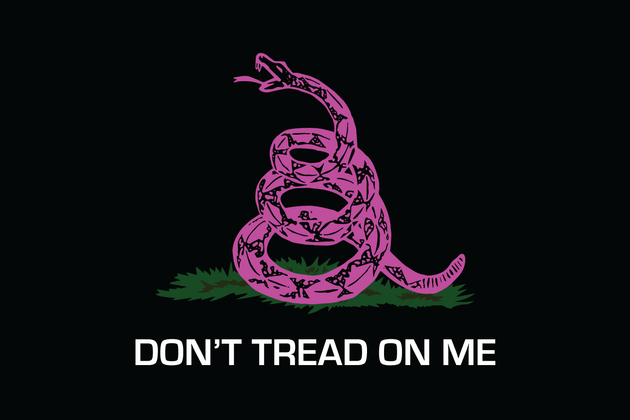 Fest Flags Custom ATV Flags 12 X 18 Inch Rectangle / Single Sided Gadsden | Don't Tread On Me - Whip Flag - Black - Pink