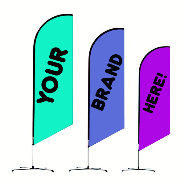 Custom Teardrop | Feather | Rectangle Flags with Base & Pole Sets