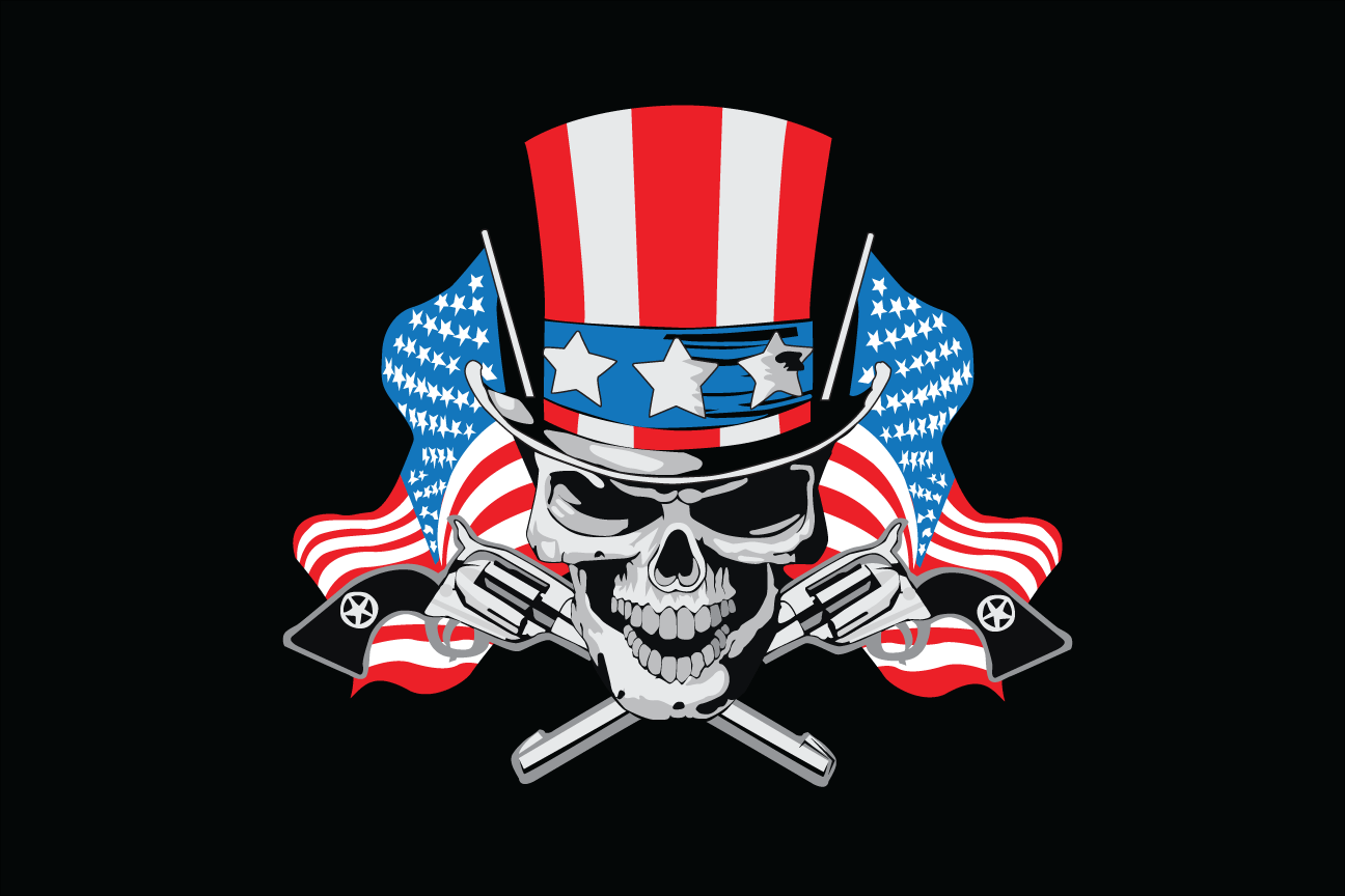 Patriotic Skull Whip Flag
