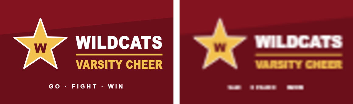 Left: a vector file, sharp. Right: a small pixel image blown up, blurry